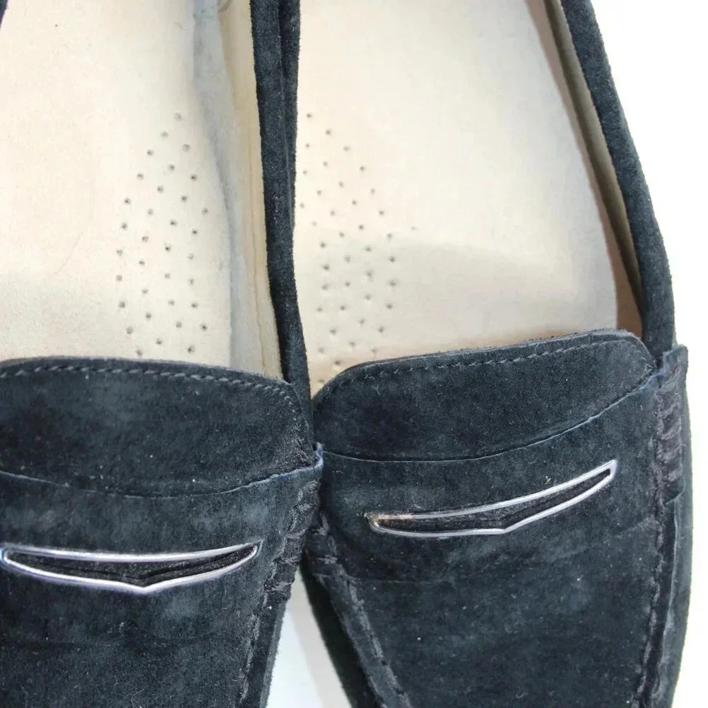 Bass Black Blair Penny Loafers Sz 7M Suede Slip On - Picture 12 of 12